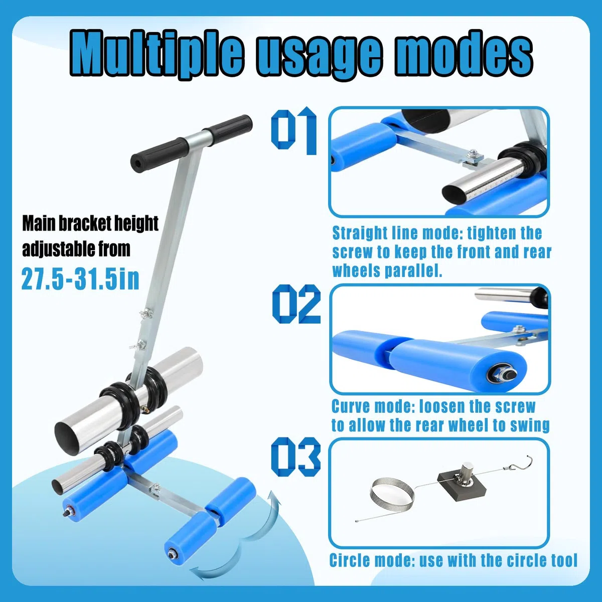 Macchina Traccialinee per Parcheggi, Macchina Traccialinee per Campi da Gioco Regolabili, Macchina per Tracciare Linee di Campo con Kit Circolare, per Calcestruzzo, Asfalto