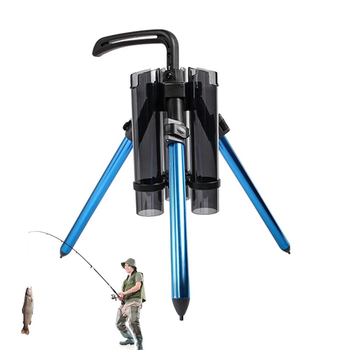 Portacanna da - Treppiede per canna da in lega di alluminio - addensata pieghevole portatile, organizer per canne per yacht marittimi, barche, 3 canne da