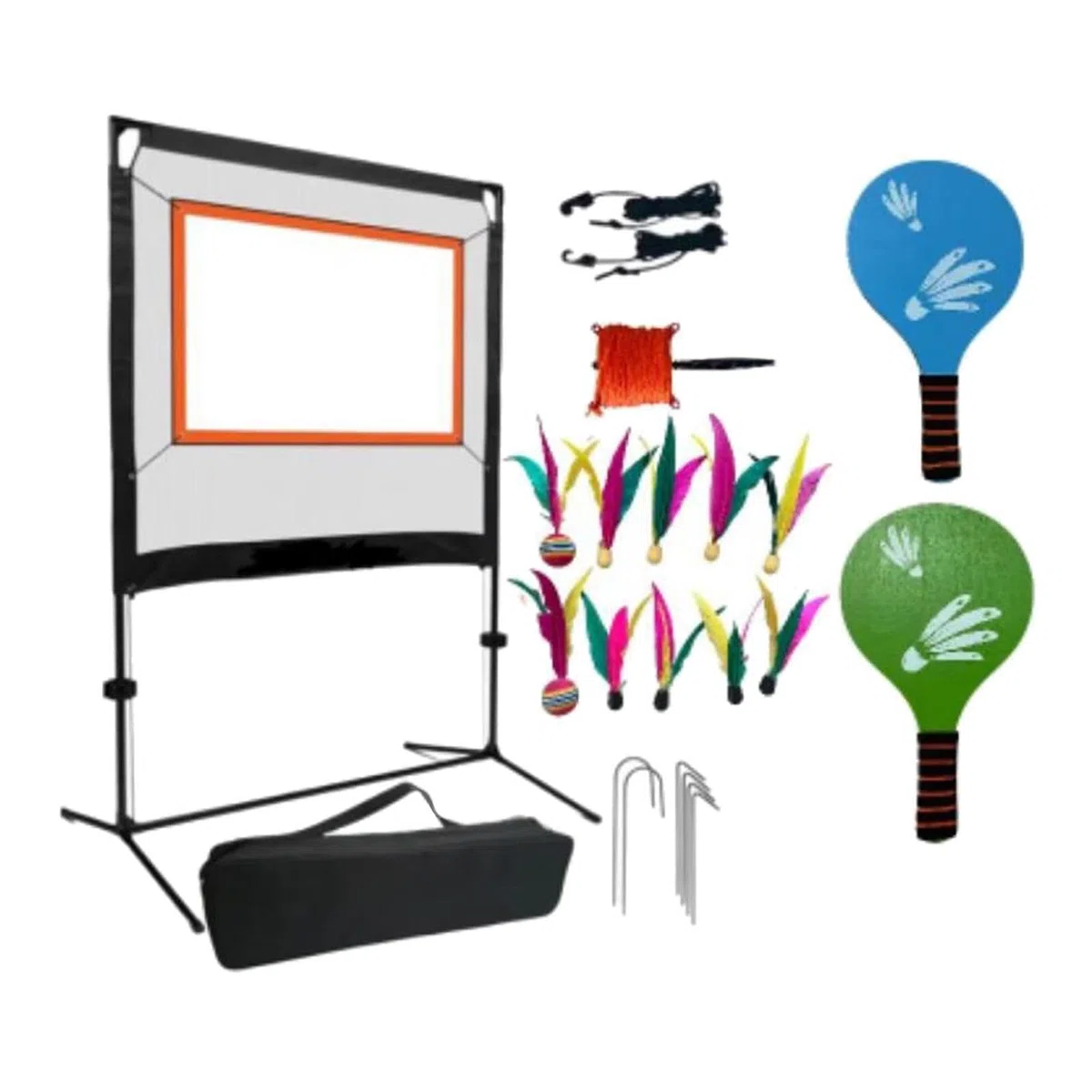 Rete da Badminton Portatile con Esperienza Completa di | interni ed esterni, include racchette e volani, set di rete da badminton per adulti con borsa per il trasporto.