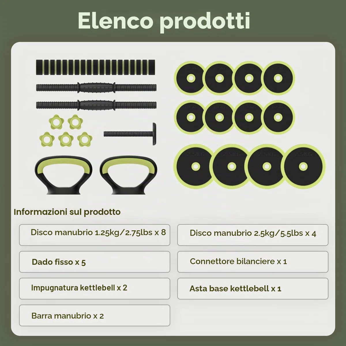 PASYOU Manubri Regolabili 5 in 1 Set, Include Manubri, Bilancieri, Kettlebell, Flessioni per Pesi Palestra Set Manubri per Fitness a Casa