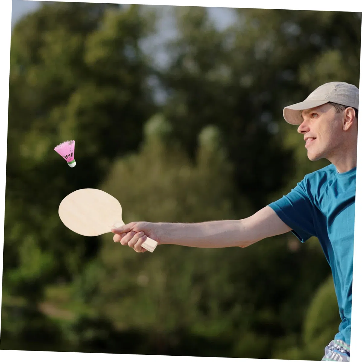 4pezzi Racchette da Spiaggia in Legno Naturale Resistenti Racchette da Badminton per Gioco all Aperto in Marrone Adatte Ragazza Adolescenti e Adulti per Allenare Coordinazione