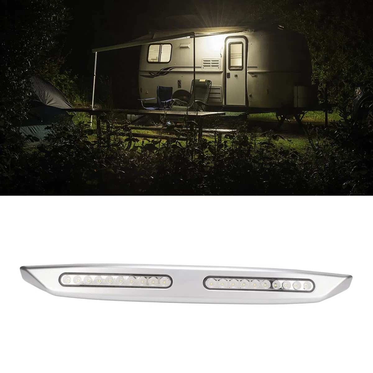 Barra Luminosa per Camper 20 LED Luci per Veranda Luci Esterne Impermeabili Camper per Yacht (SILVER)