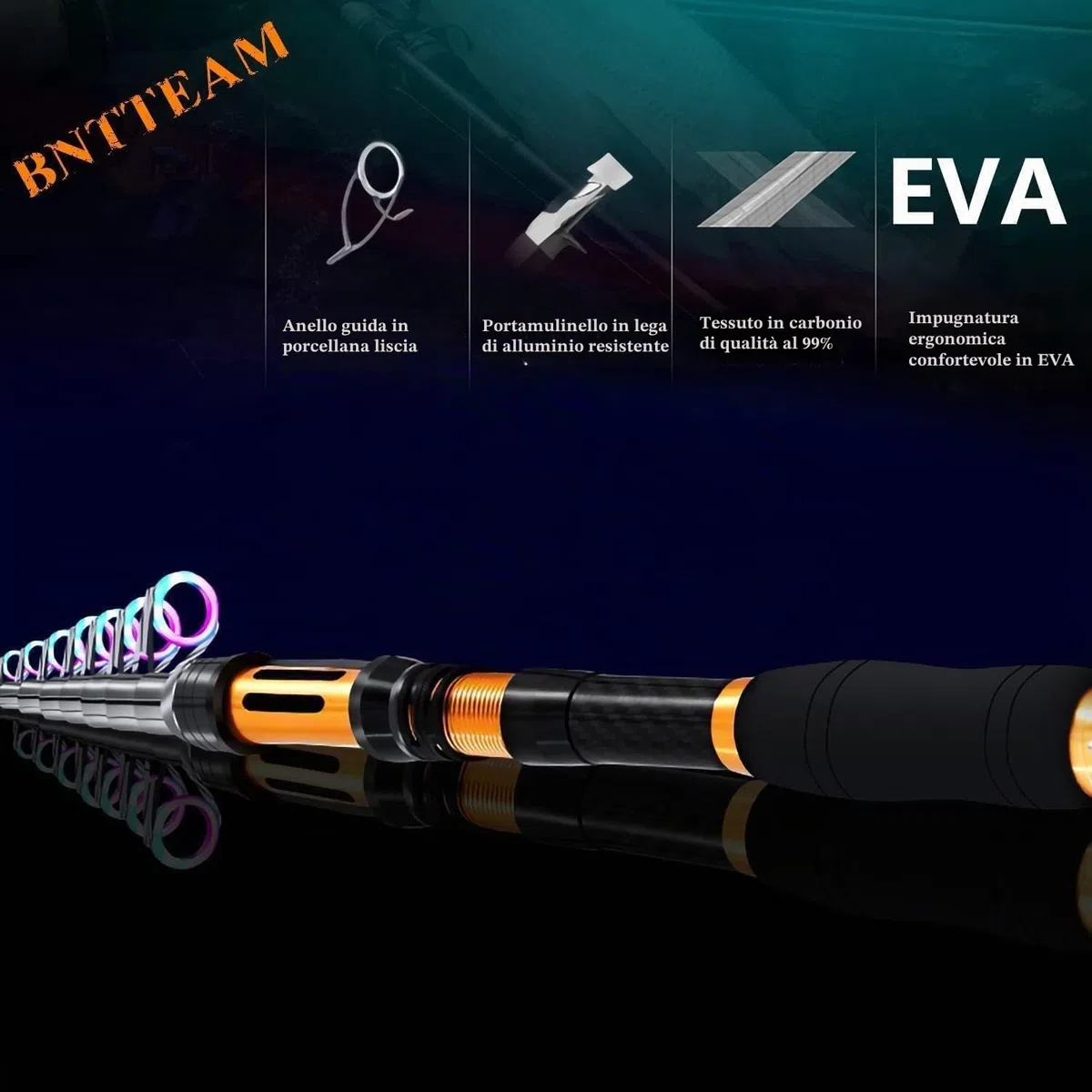 Set Combinato Canna Da Pesca Telescopica Mulinello Da Spinning 99% Carbonio Con Borsa Esche Per Mare Acqua Dolce Stagno Fiume (T1-Kit completi, ‎3.6M/141.7in/11.81ft)