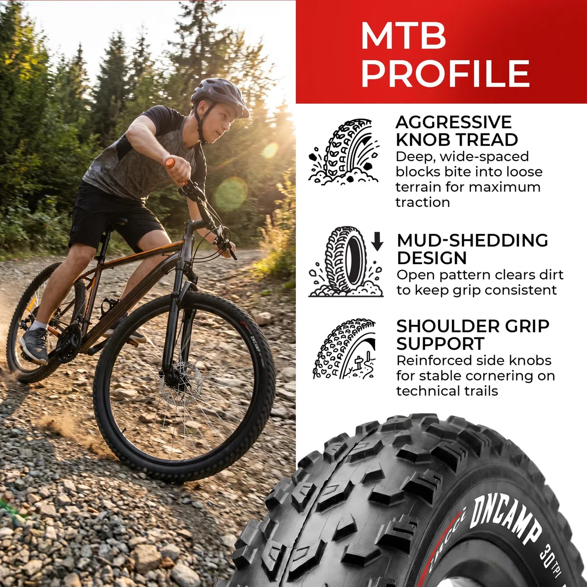 Fincci Copertone Mtb 27.5 - Set Pneumatici Pieghevole 27.5x2.10 Pollici 54-584 con 2 Presta Camera daria, Gomme Oncamp per bici da corsa, Strada, Mountain Bike, E Bicicletta, Confezione da 2 accessori