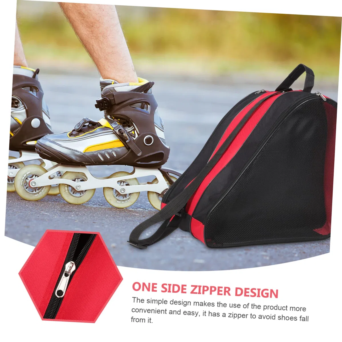 Abaodam Borsa per Pattini a Rotelle 2 Pezzi Oxford Cerniera | Roller Skates e Inline Skates, Cordino per Trasporto, Riutilizzabile e Facile da Pulire