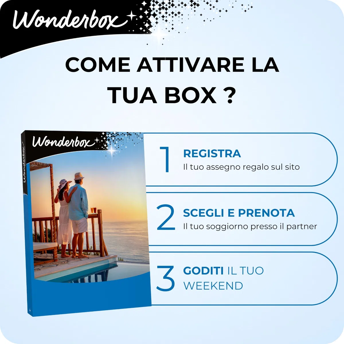 Wonderbox - Cofanetto Regalo - 3 Giorni D'incanto - 800 soggiorni in Hotel a 4 e 3 Stelle - 2 Notti in Città d'Arte- Regali di Coppia O Un Weekend per Due Amici | 2 notti con o senza colazione - Più di 2200 soggiorni - Hotel 4* e 3*, Relais, B&B, masserie