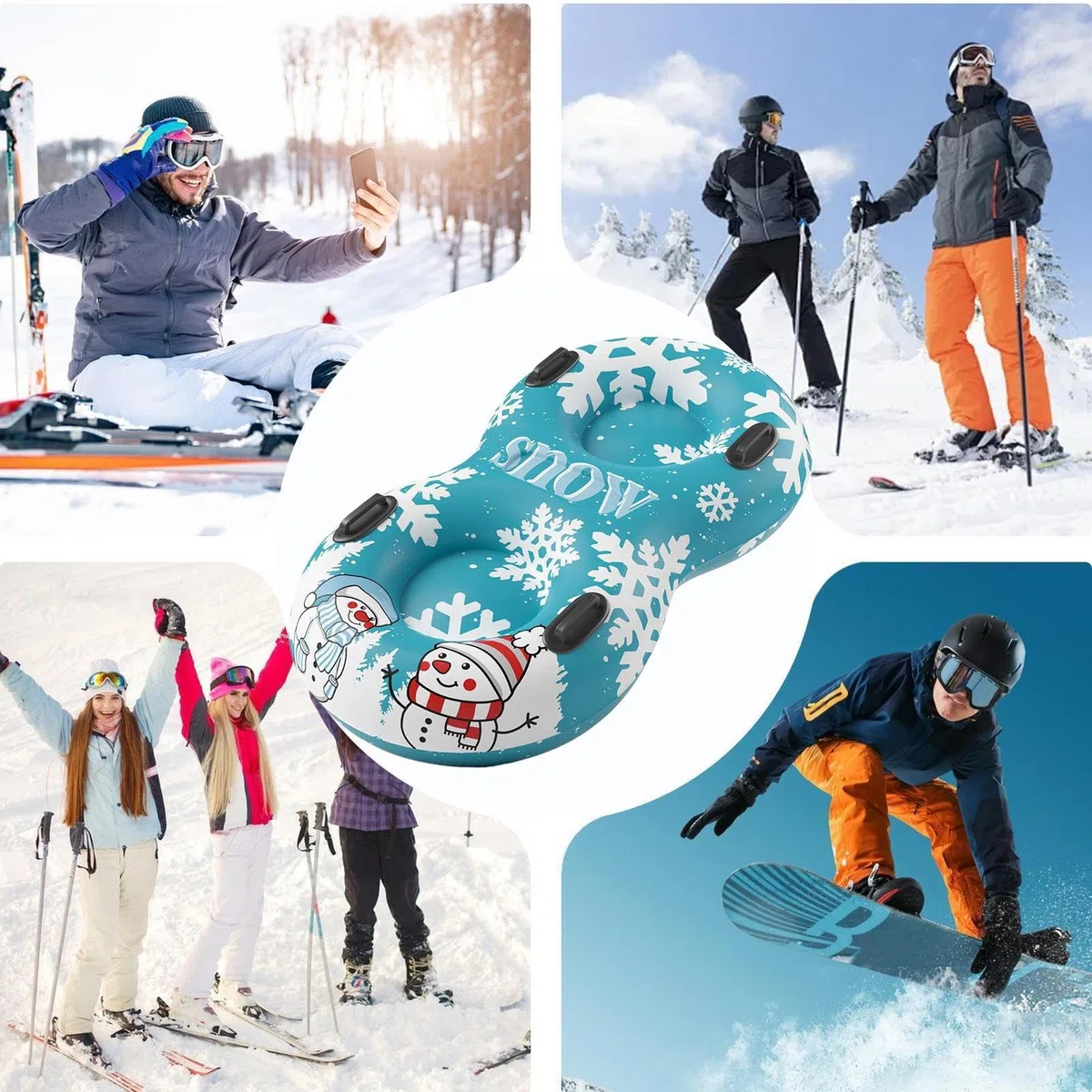 Tubi da Neve ad Alta Resistenza Slittino per 2 Persone con Maniglia | Tubi da Neve Antigelo Adatto a Bambini Ragazzi Ragazze Adolescenti Adulti e Famiglia per Vacanze Invernali e Libero