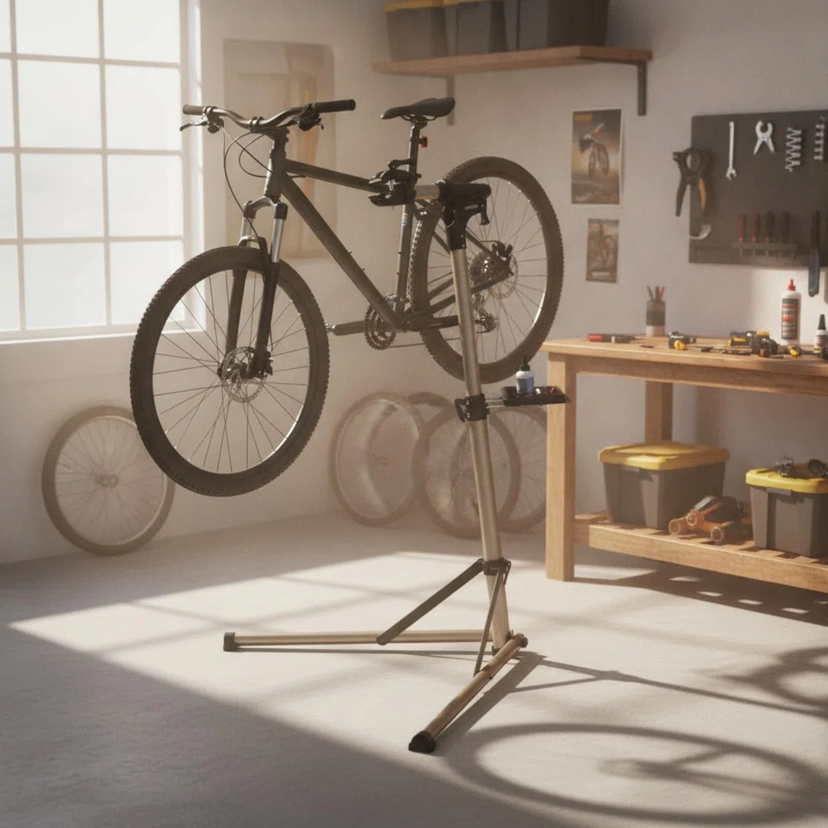 kowaku Cavalletto Manutenzione Bici con Vassoio Regolabile Supporto Manutenzione Bicicletta Stabile Attrezzatura per Meccanici di Biciclette, Officina