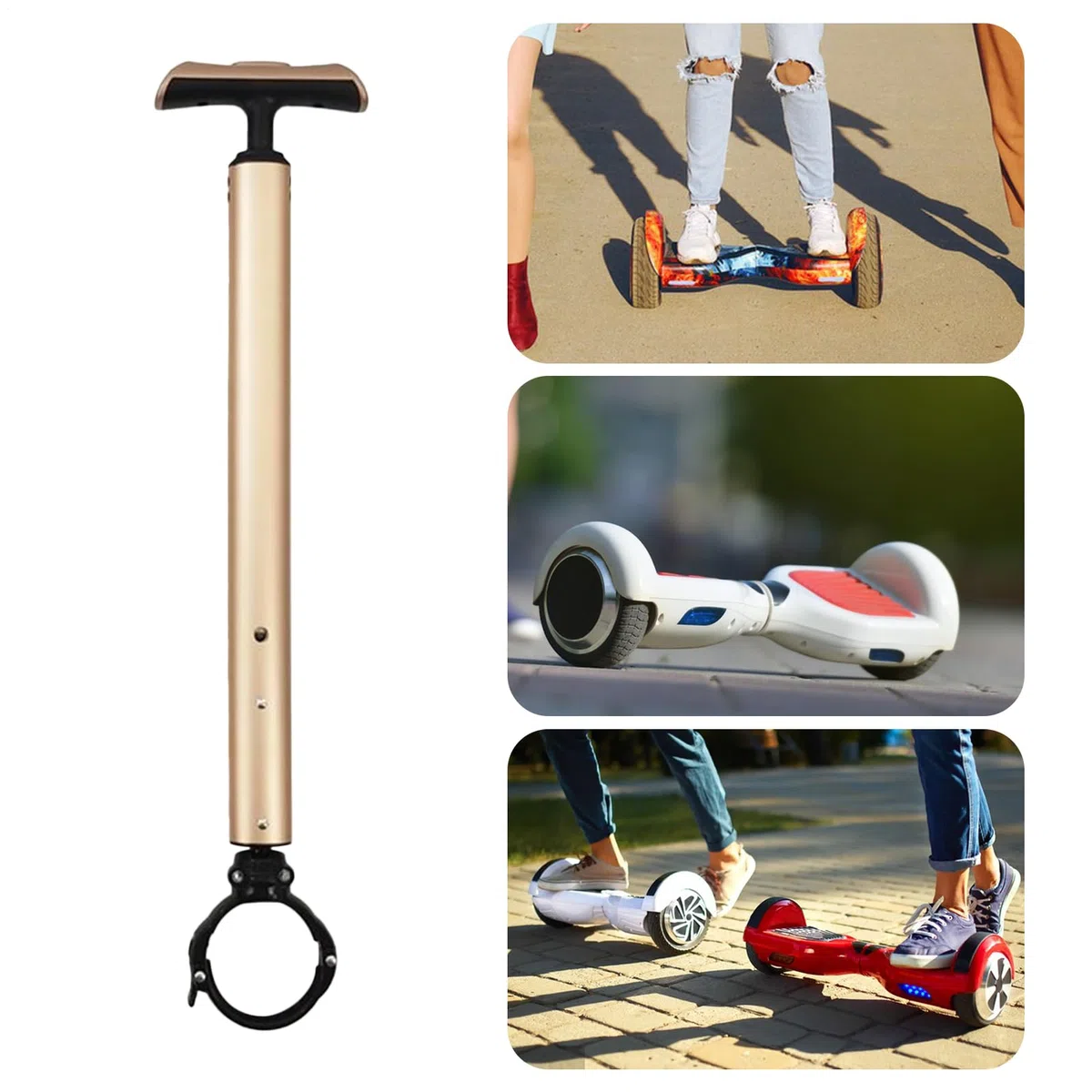 Manubrio per Hoverboard - Barra Manubrio in Lega di Alluminio - Accessori Sicurezza con Presa Antiscivolo per Principianti Monopattini Elettrici