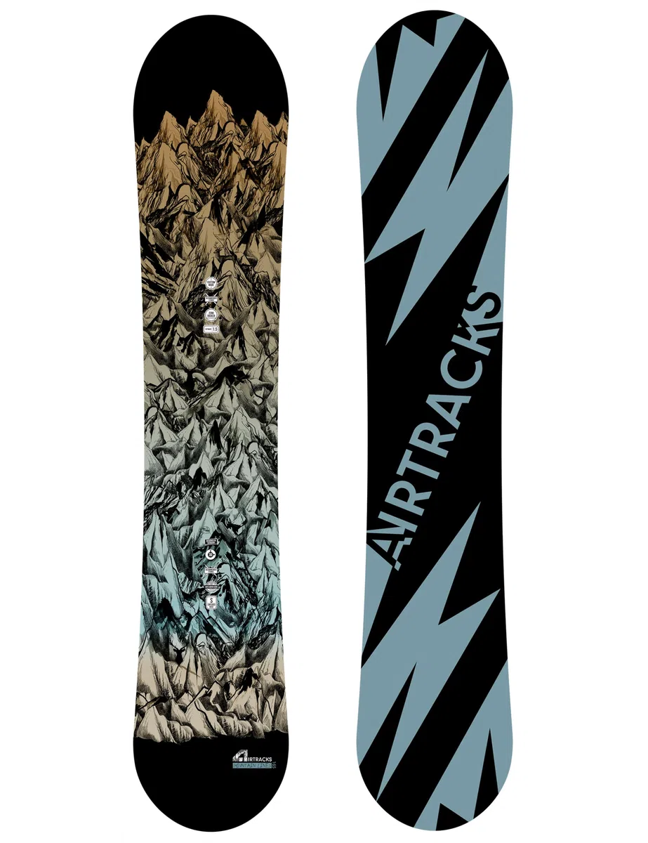 Airtracks Set snowboard da uomo snowboard Wide Mountain Lines Freestyle Freeride 165 – Snowboard Bindung Master M – SB Bag