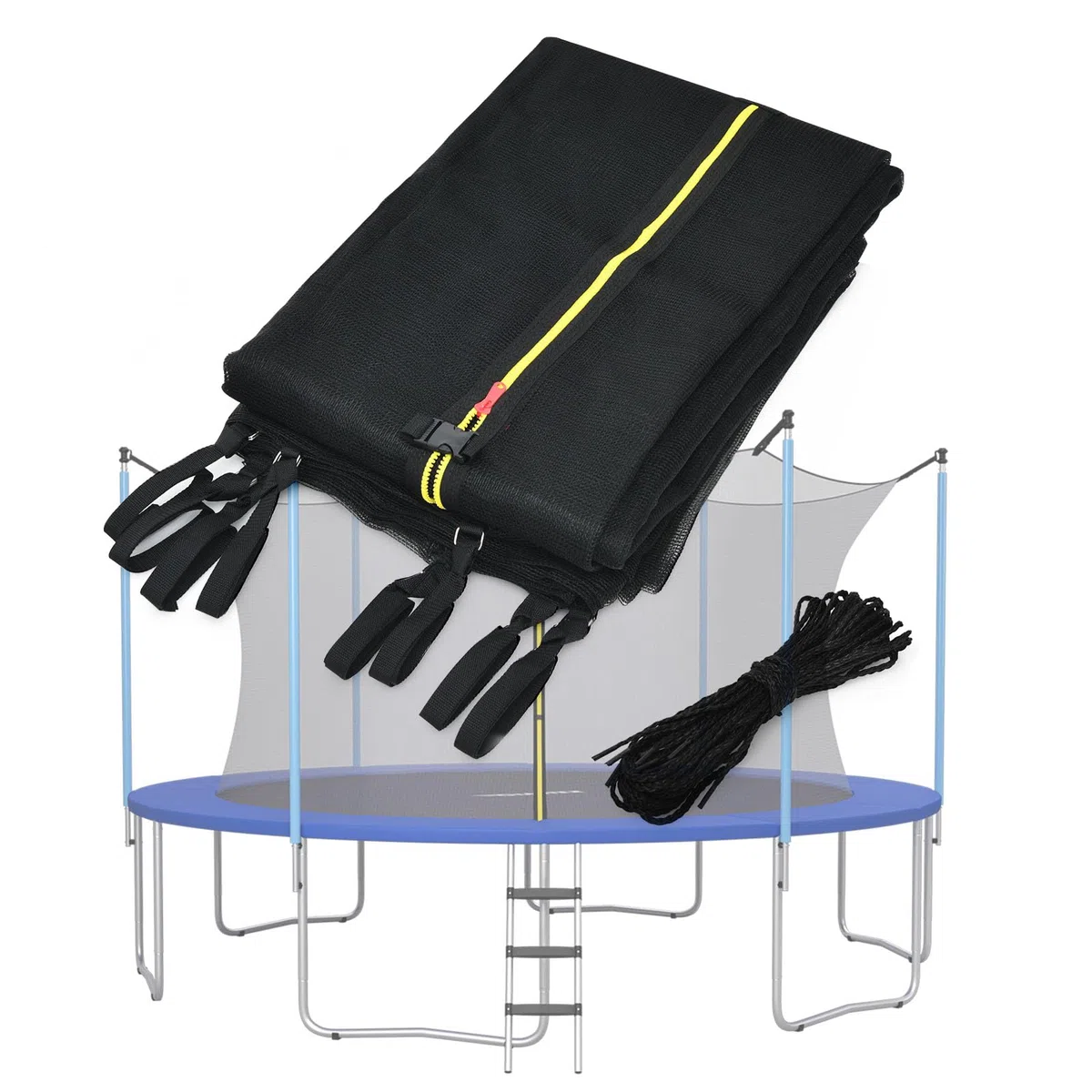LIFEZEALrete di sicurezza interna per trampolino, trampolino da giardino, rete di ricambio con cerniere e fibbie, altezza 180 cm (diametro 366 cm)