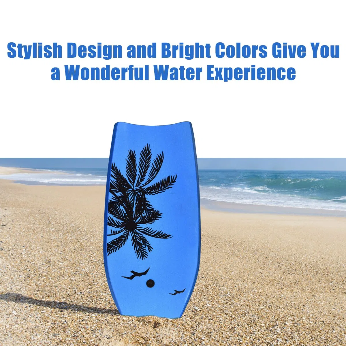 HOMASIS Tavola da Surf L, Bodyboard in XPE e HDPE con Corda per il Polso, Tavoletta Mezzaluna per Surf, Adatta a 14+ Anni, Portata 85 kg, 104 x 51 x 6 cm