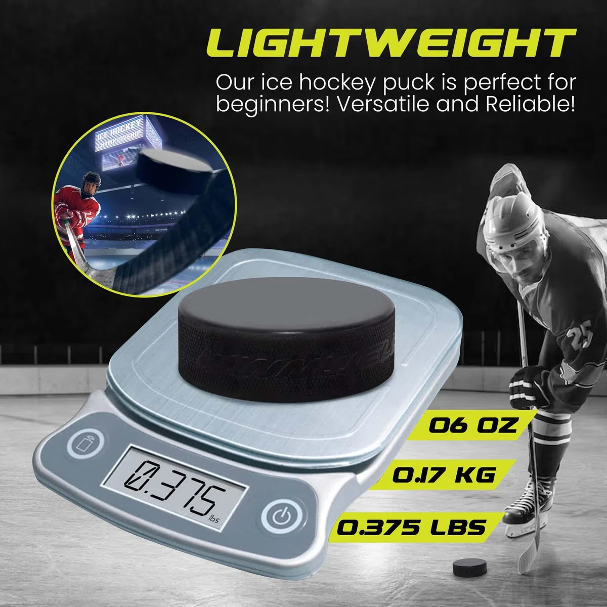 Winnwell Dischi ufficiali da hockey su ghiaccio, dimensioni e peso regolamentari, 170 g, nero, con borsa per il trasporto in rete, ideali per manipolazione di bastoni e esercitazioni (nero, confezione