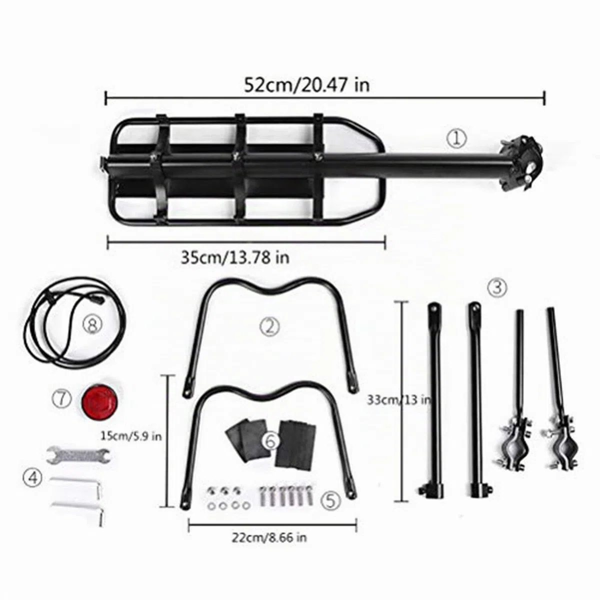 portapacchi/sedile posteriore per bicicletta, regolabile, accessorio per biciclette, portata: 50 kg