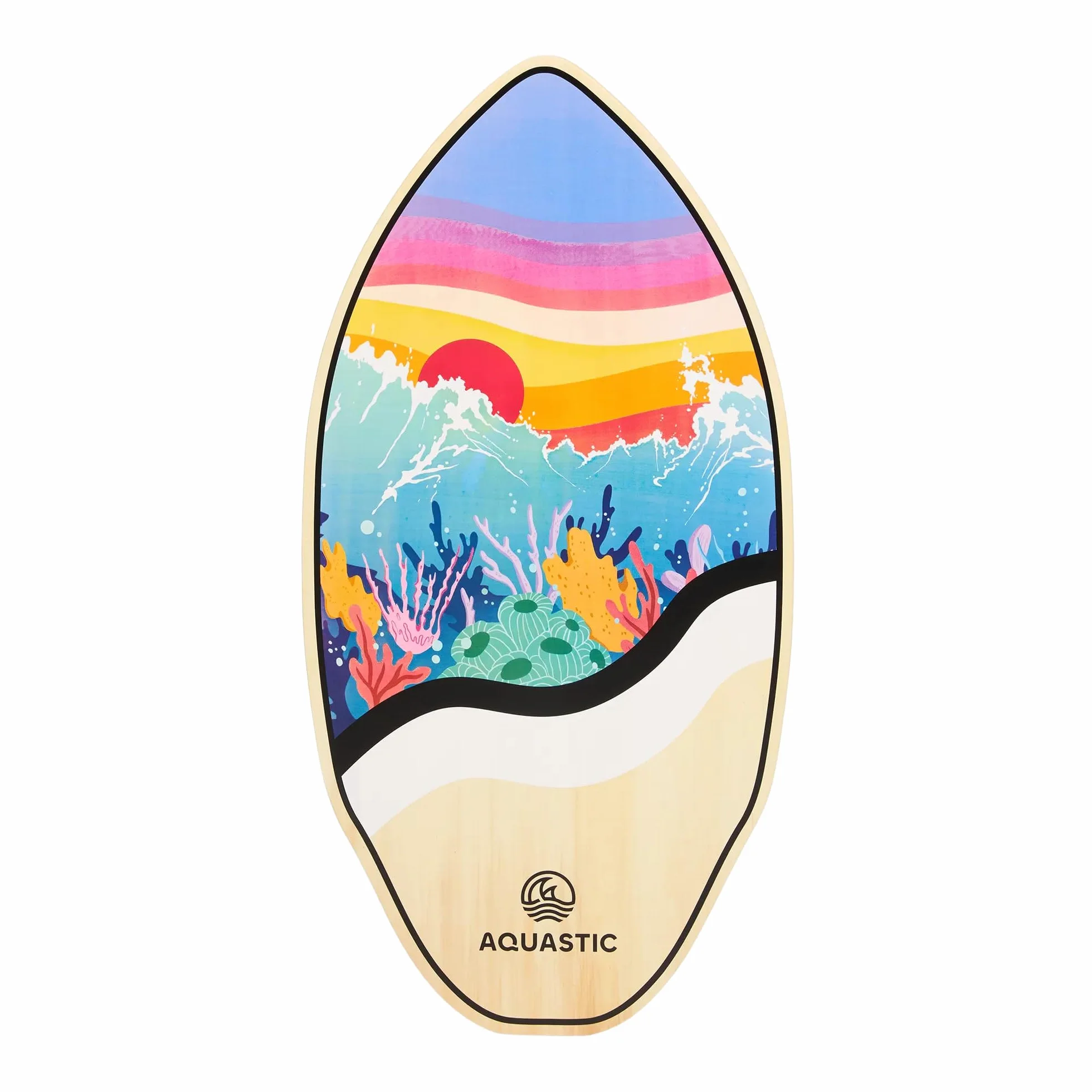 AQUASTIC Lagoon 39" Skimboard in compensato di pioppo, 99 x 49 cm, portata 100 kg, tavola colorata per principianti ed esperti