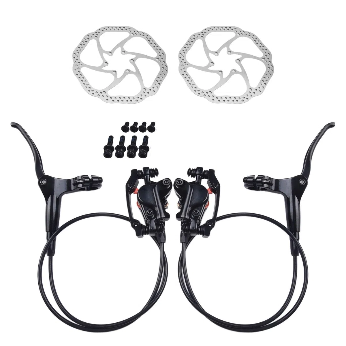 QOXEZY Mountain for Bike Set freno a disco idraulico con 2 rotori da 160 mm, pinze a doppio pistone, 51 mm IS e 74 mm Post Mount, per MTB
