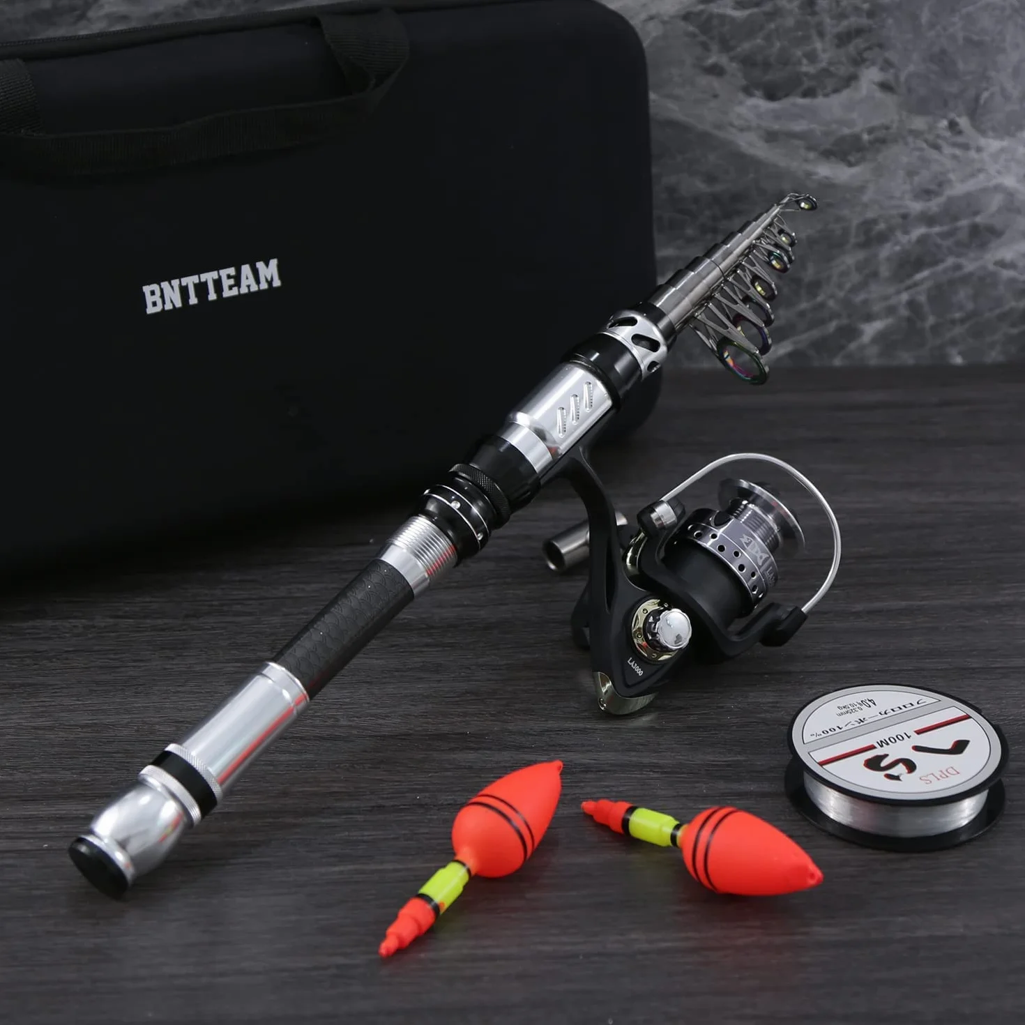 Set Combinato Canna Da Pesca Telescopica Mulinello Da Spinning 100% Carbonio Con Borsa Esche Per Mare Acqua Dolce Stagno Fiume