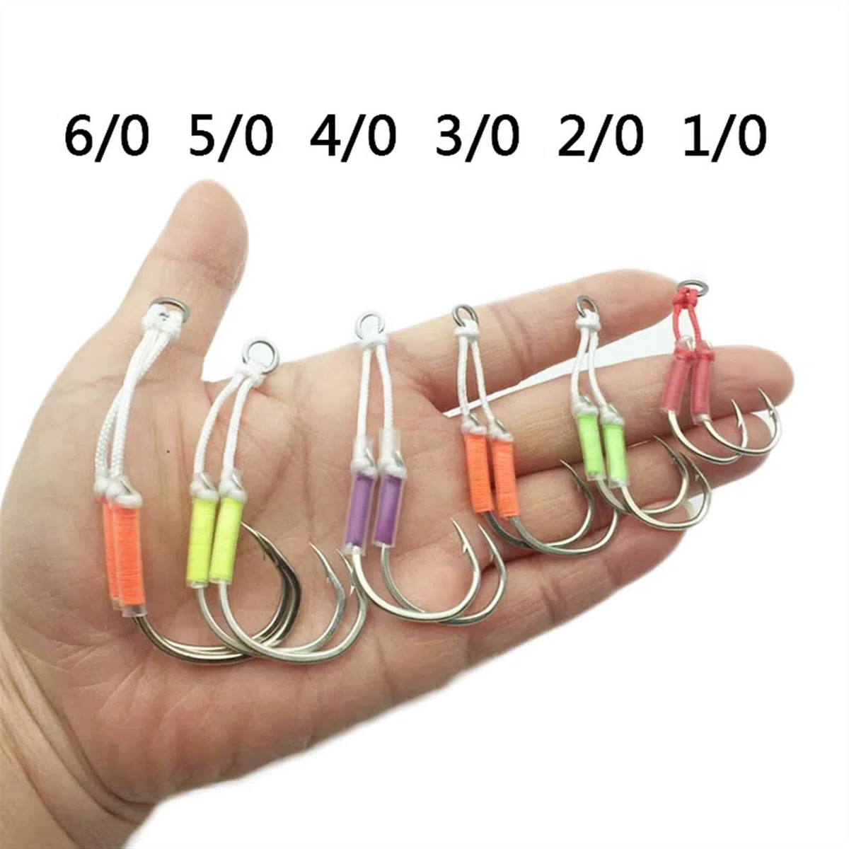 Amo da pesca 10pcs Assist Doppio Assist Barbed Hook High Carbon Steel Slow Jigging Ganci da pesca Mare Speed ​​Metal Jig BaitHook Ami da pesca mare ( Color : Bright green , Model Number : 6-0 )