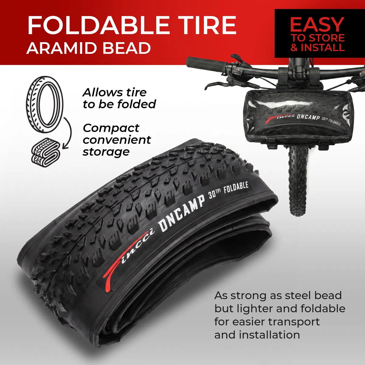 Fincci Copertone Mtb 27.5 - Set Pneumatici Pieghevole 27.5x2.10 Pollici 54-584 con 2 Presta Camera daria, Gomme Oncamp per bici da corsa, Strada, Mountain Bike, E Bicicletta, Confezione da 2 accessori