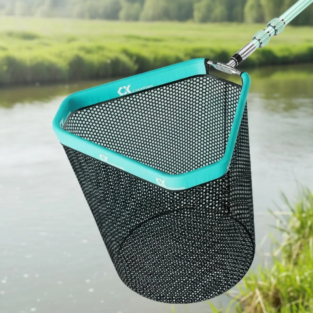Rete da Pesca Pieghevole Rete da Sbarco Guadino Rete da Atterraggio Accessori da Pesca con Maglia Gommata Che Protegge La Pelle Del Pesce 8mm Adatta per Feeder Barca Riva