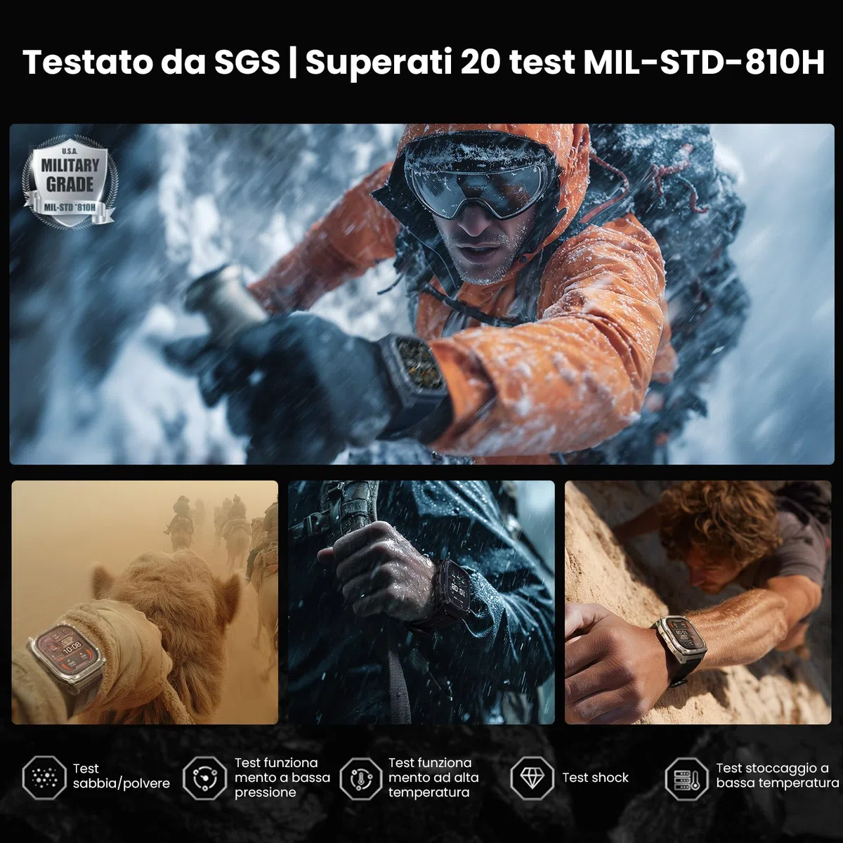 KOSPET TANK M4 Smartwatch Uomo Rugged Acciaio, GPS con Mappe Offline, Display AMOLED 1,96", Impermeabile 10ATM fino a 45m, 180+ Modalità Sportive, Chiamate Bluetooth, Monitor Fitness 24/7