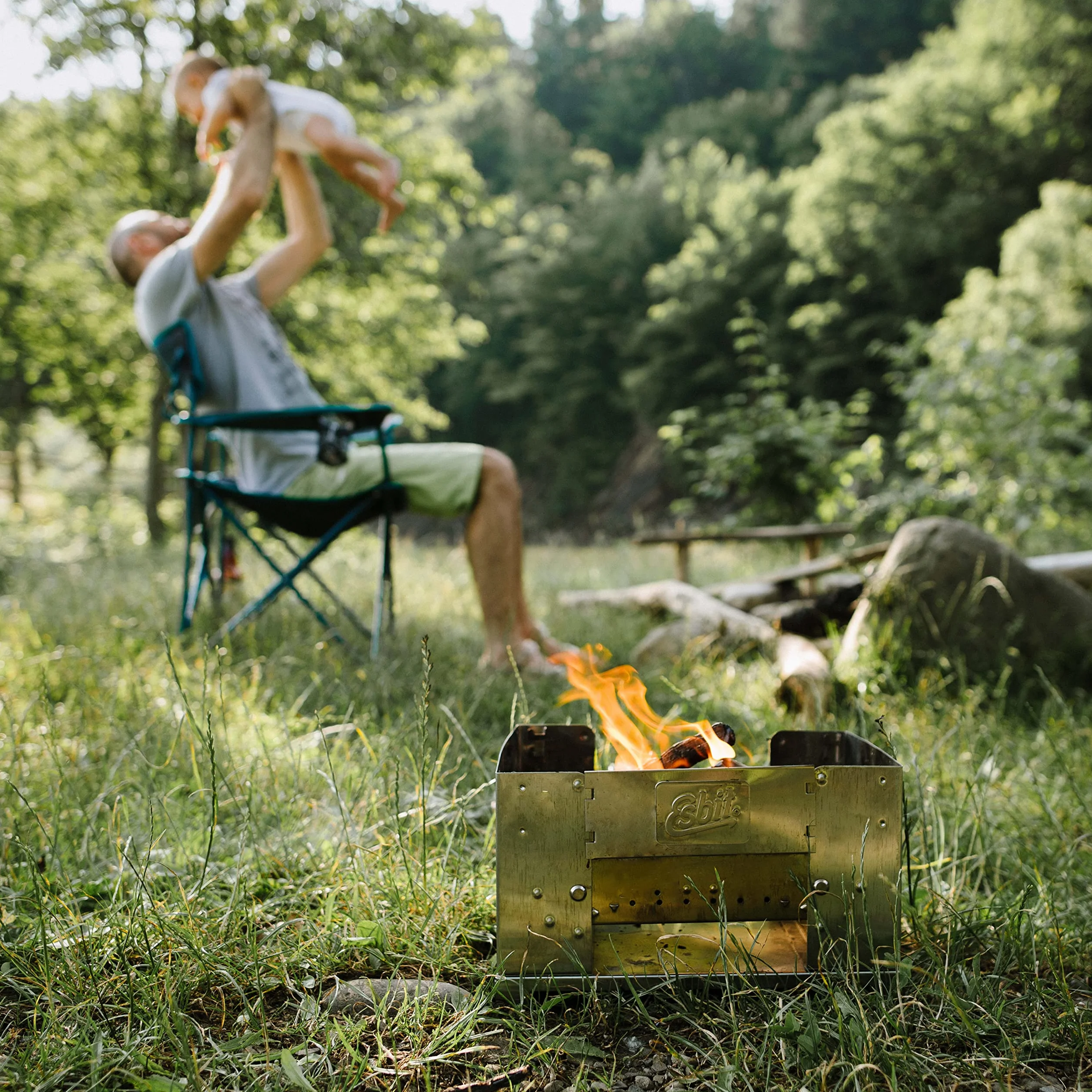 Esbit Griglia a Carbonella BBQ300S | Acciaio Inox | 3 Niveles | Cucina da Trekking | Accamparsi | Grigliate all'aperto