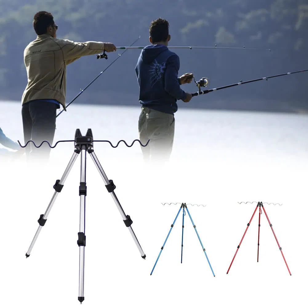 DAZZLEEX Treppiede Stand Rest Multifunzionale per Canna da Pesca, Staffa Retrattile in Alluminio Pieghevole, Supporto per Bastone