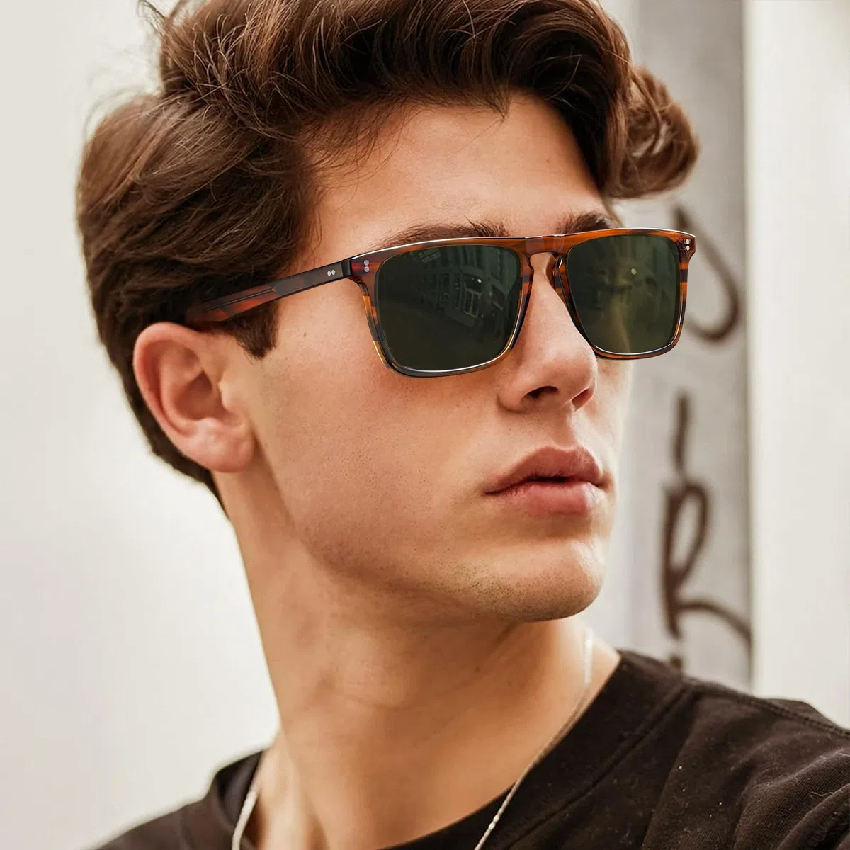 Carfia Occhiali da Sole Polarizzati Retrò da Uomo Protezione UV 400 Montatura Rettangolare in Acetato Design di Marca alla Moda CA53572