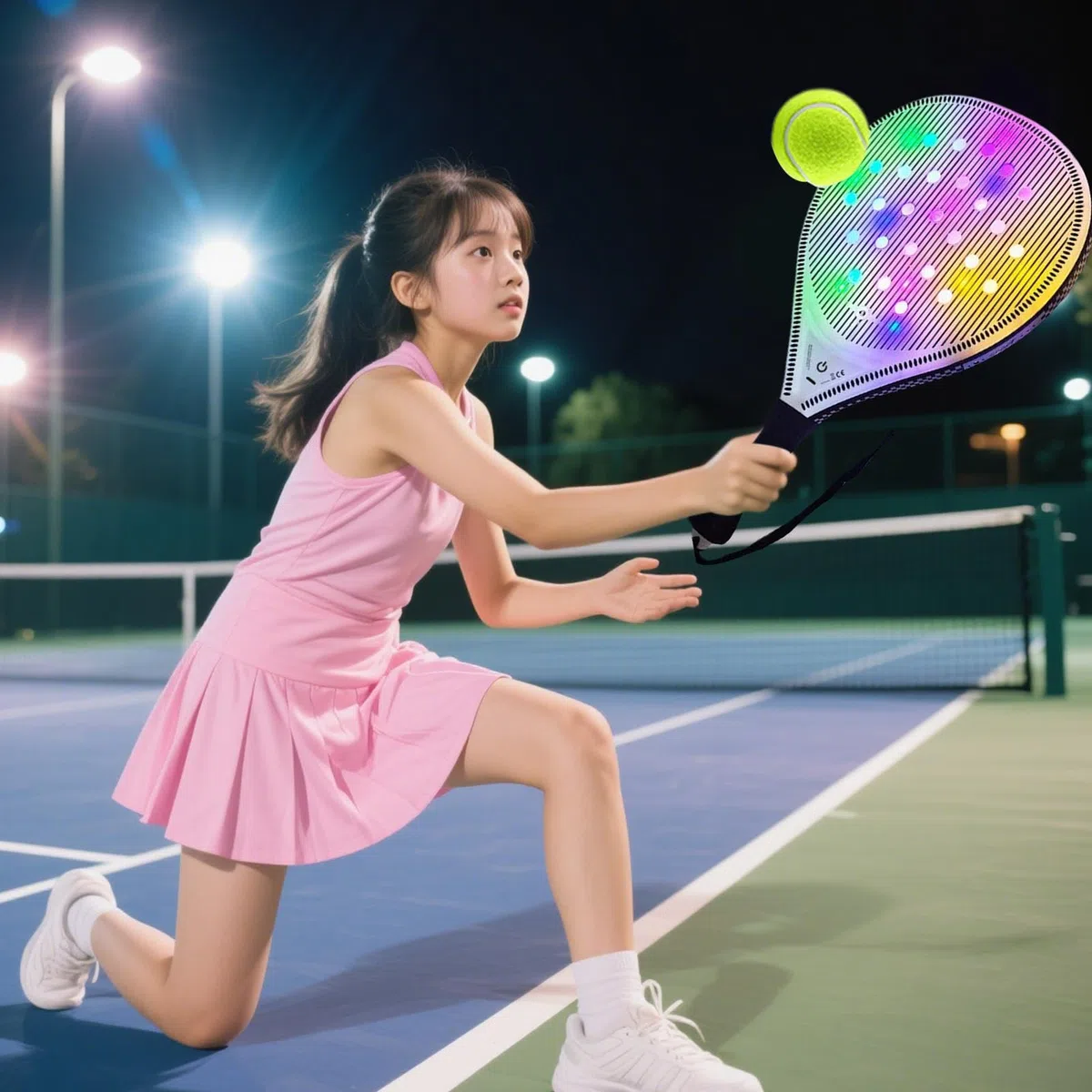 Racchetta da Tennis per Donne Set Di Pagaia Da Spiaggia Luminosa USB | Sportivi con 2 Palline per Allenamento Giornaliero All'aperto