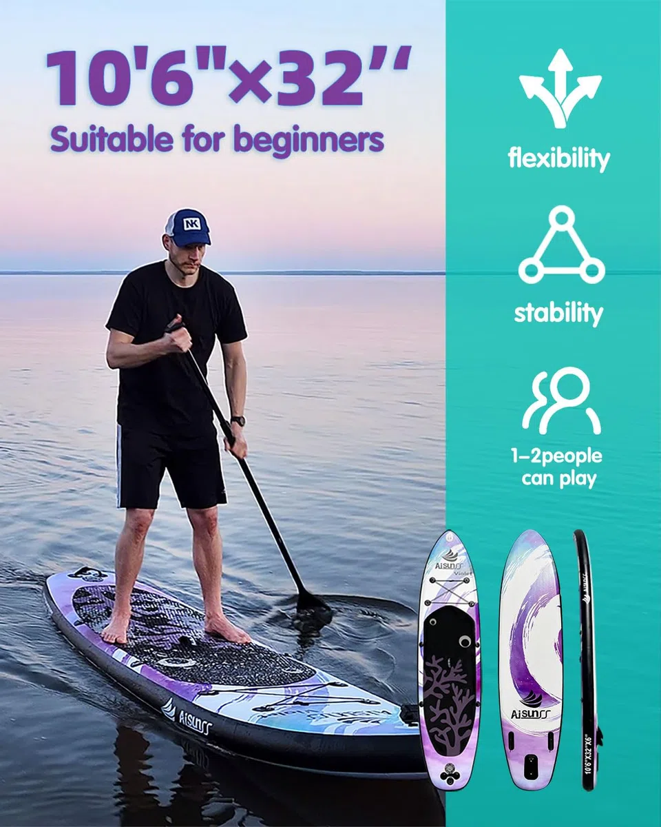 Tavola gonfiabile per adulti, tavola da paddle per tutti i livelli di abilità, ampia tavola da SUP con accessori in primium, include borsa per il trasporto SUP, pompa a mano, borsa
