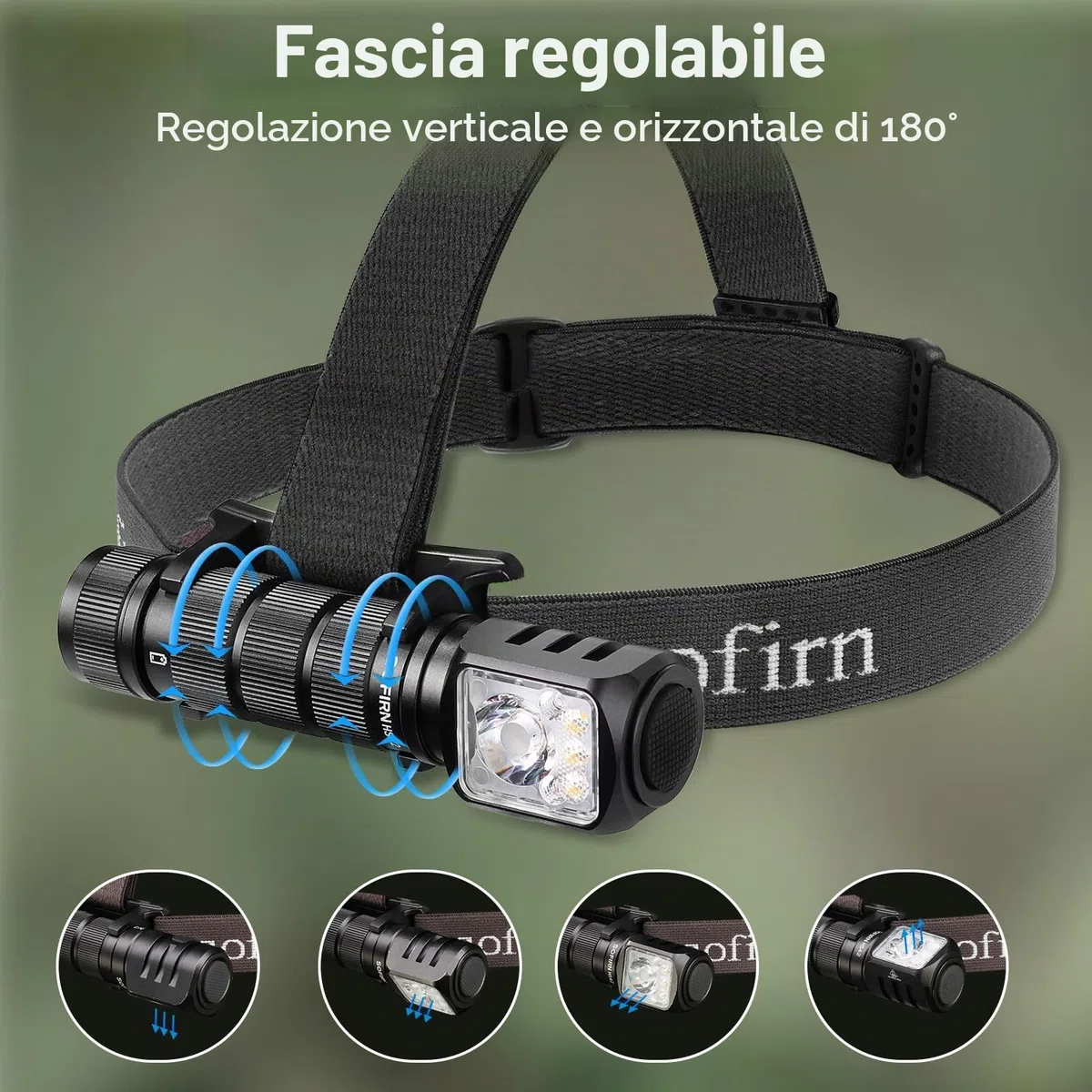 Sofirn HS42 - Lampada frontale ricaricabile con luce rossa, doppia clip, 2100 lumen, super luminosa, torcia a LED ad angolo retto con base magnetica, luce da campeggio per meccanici, caccia