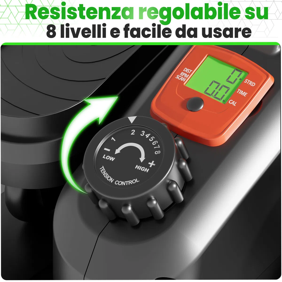 Ultrasport Stepper per casa, mini stepper fitness, 2 in 1, con corde di alimentazione e display LCD, per fitness a casa, mini stepper