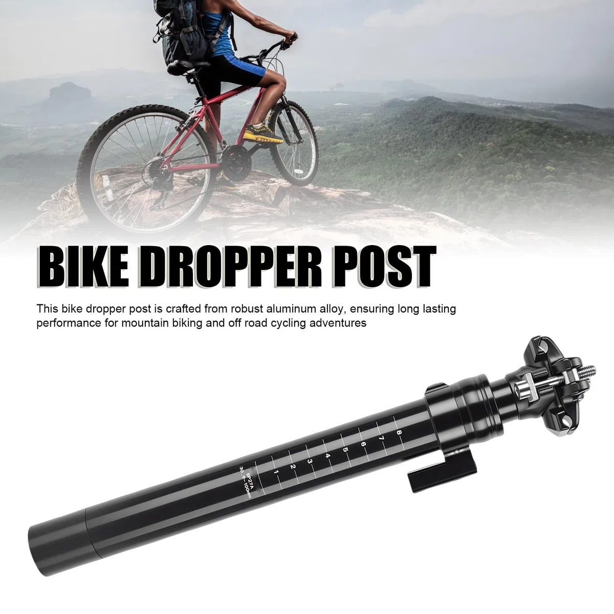 Reggisella Telescopico per Bici Regolabile in Lega di Alluminio, Reggisella con Passaggio Cavi Interno Ed Esterno, Telescopico con Corsa di 100 Mm, Ideale per Mountain Bike, Ciclismo