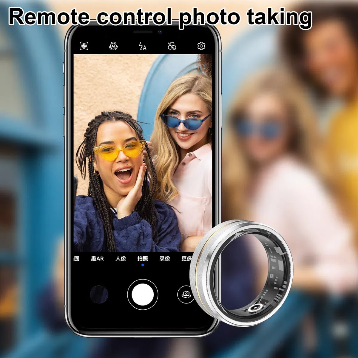 Anello fitness tracker con custodia di ricarica, impermeabile, monitora la frequenza cardiaca, l'ossigeno nel sangue e il sonno per monitorare la salute
