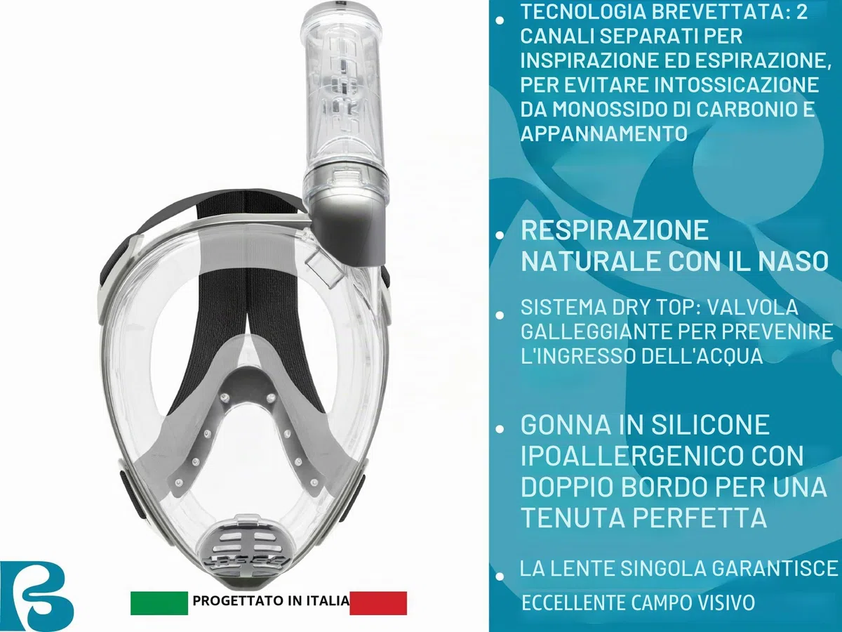 CRESSI Baron Full Face Mask - Maschera Integrale Antiappannamento con Valvola di Scarico e Snorkel Dry