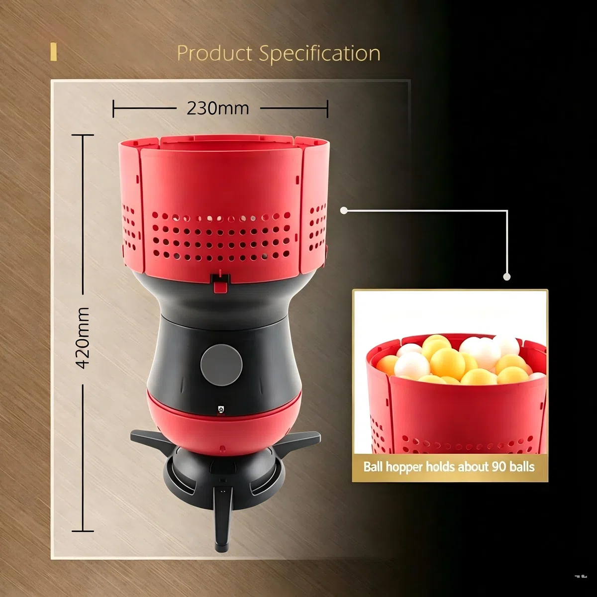 Macchina per servire Palline da Ping Pong da Allenamento Automatico Multifunzionale | Robot da ping pong regolabile e telecomandato a fuoco rapido con alimentatore rimovibile da 90 palline, per esercitarsi
