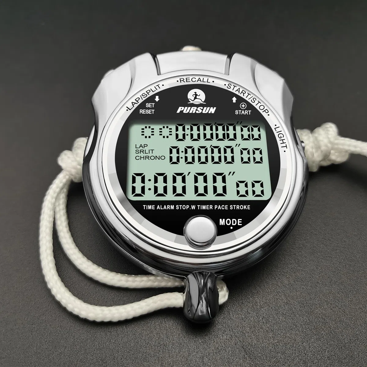 Cronometro con retroilluminazione, cronometro in metallo, memoria 400 giri con timer da 0,01 secondi, conto alla rovescia, cronometro per sport, competizioni, giochi