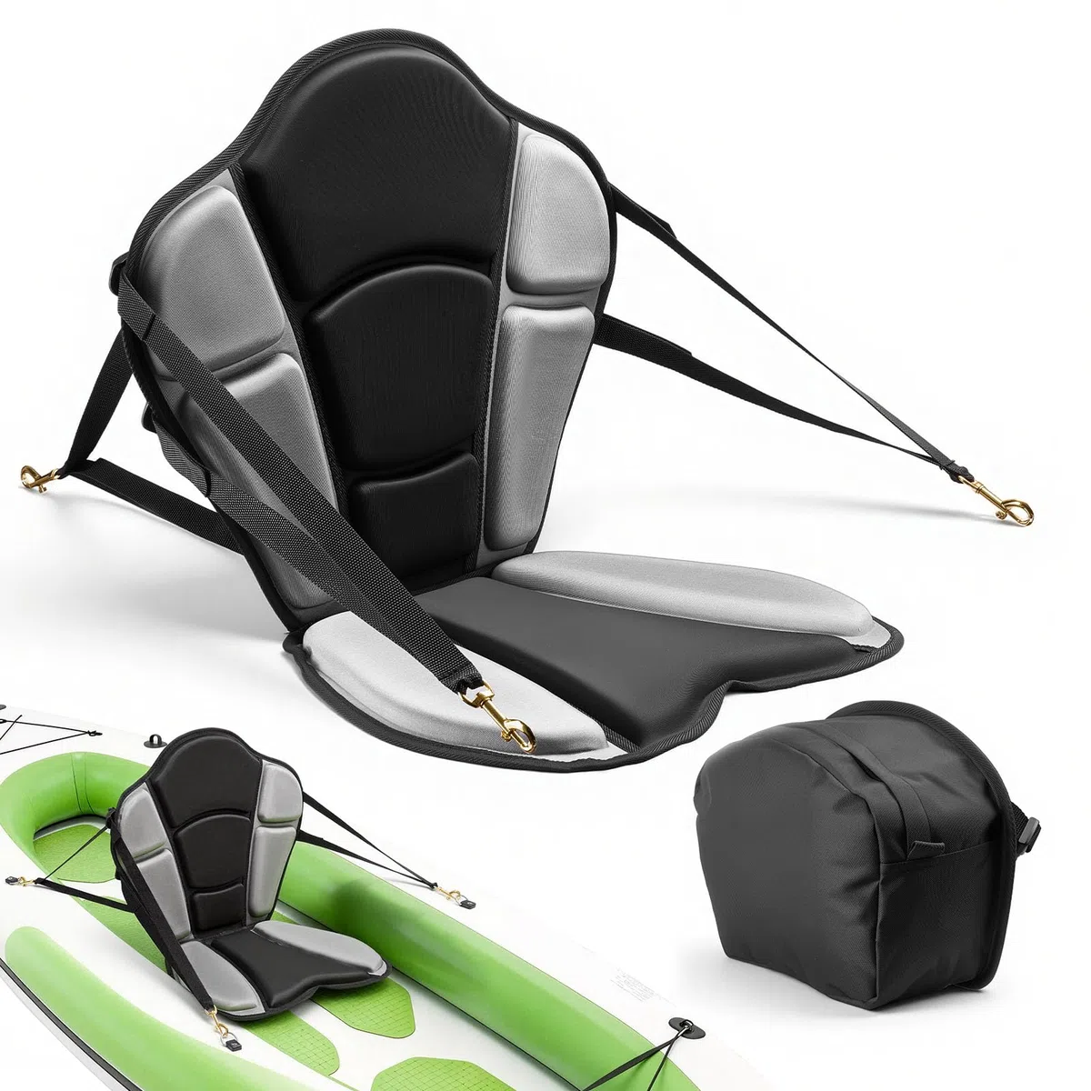 VEVOR Sedile per Kayak 1 pz Sedile con Schienale per Kayak Gonfiabile Spessore 31 mm Sedia con Schienale per Canoa Barca Paddleboard con Borsa Portaoggetti Cinghie Regolabili per SUP Barche da Pesca