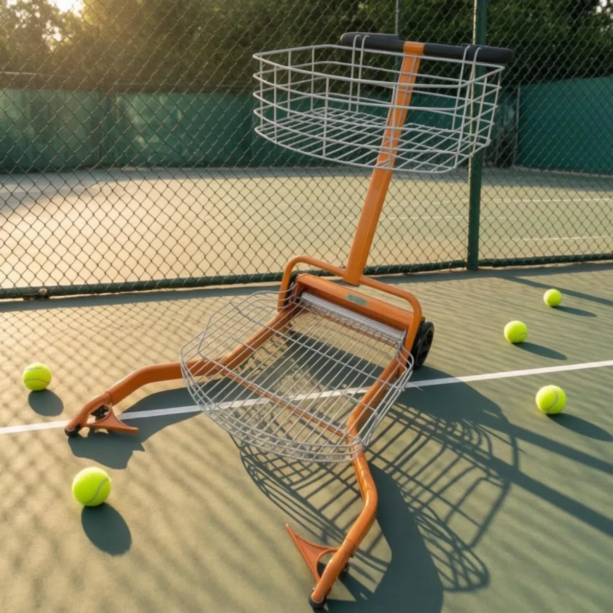 Tennis Ball Collector Carrello Raccoglipalline Tennis Carrello Tennis Cesto Tennis Contenitore Palline Grande Capacità con Sezione Superiore E, Verde