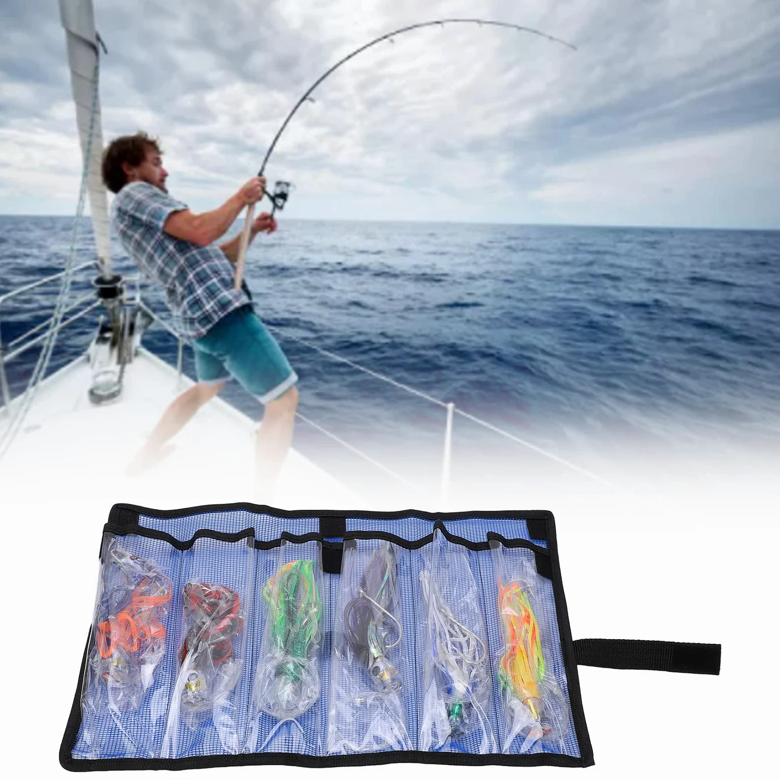 Esca da traina in Acrilico, 6 Pezzi/Set Set di Esche da traina Artificiali in Acciaio al Carbonio Naturale, con Custodia per la Pesca in Mare