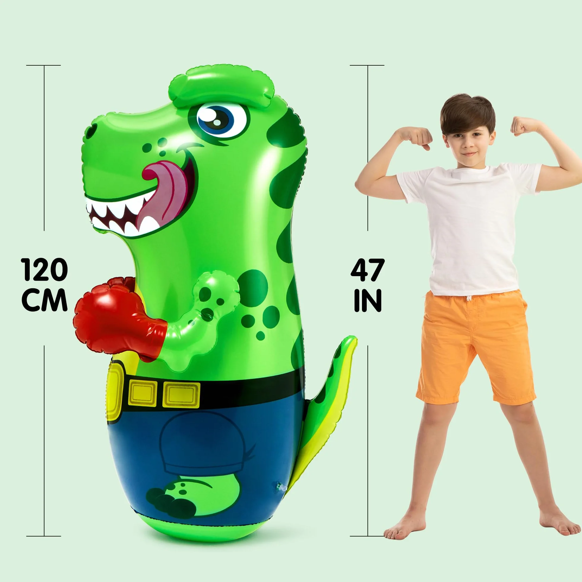 JOYIN Dinosauro T-Rex Gonfiabile Bopper 47 Pollici, Sacco da Boxe per Bambini con Azione di Rimbalzo, Sacco da Boxe Gonfiabile per Bambini