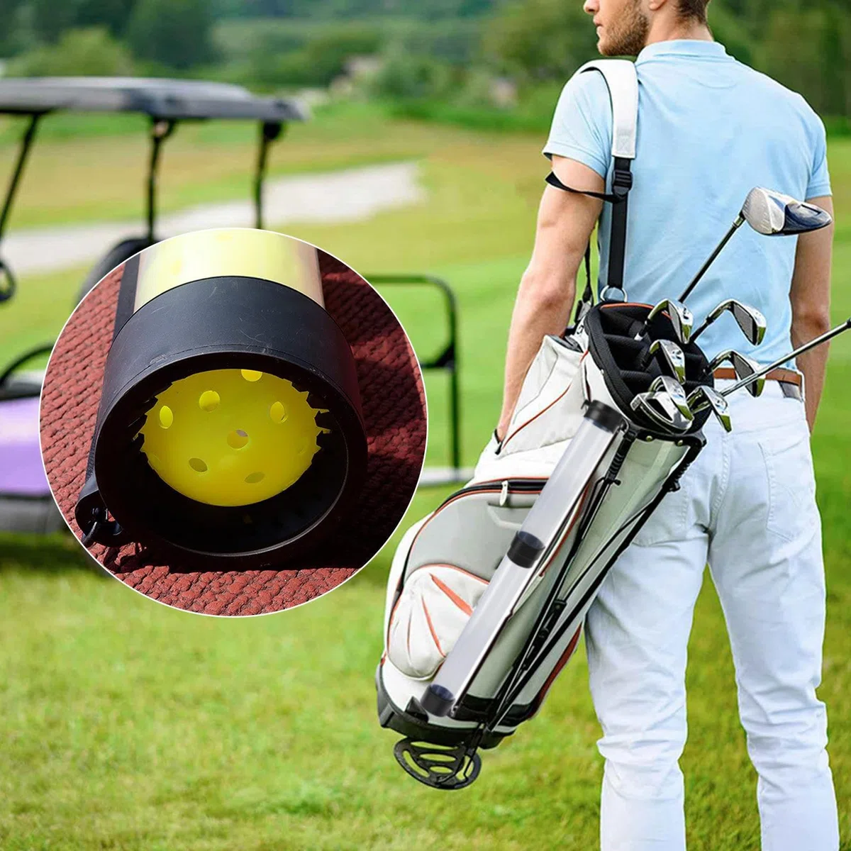 Raccoglitore Palline da Tennis Tubo Per Afferrare Palline Da Tennis | Tubo Pickleball Rimovibile con Imbracatura Spalla per Operatori da Golf e Istruttori