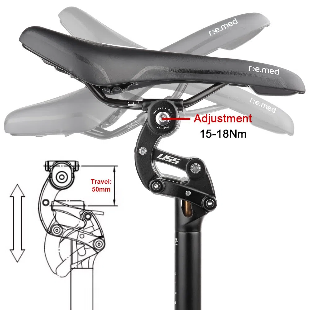 Reggisella Ammortizzato, 27.2MM,28.6MM,30.0MM,30.4MM,30.9MM,31.6MM,33.9MM Canotto Sella Ammortizzata Bici,Tubo Ammortizzati Telescopico per Bicicletta ​da Corsa in Lega di Alluminio,30.9mm