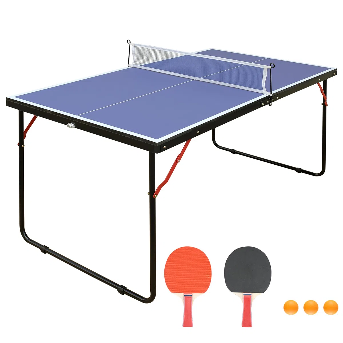 Tavolo da Ping Pong in MDF, Interno ed Esterno, Blu, 137.17x76.2x68.58 cm