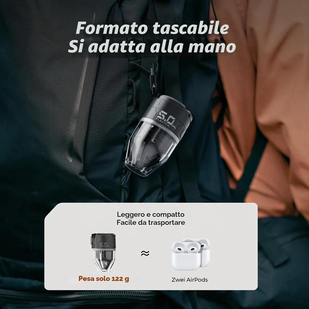 FLEXTAILGEAR Max Pump 3 - Pompa ad aria portatile, 5,0 kPa, leggera, ricarica USB per gonfiare e sgonfiare gli aiuti per il nuoto, materassi ad aria e giubbotti di salvataggio