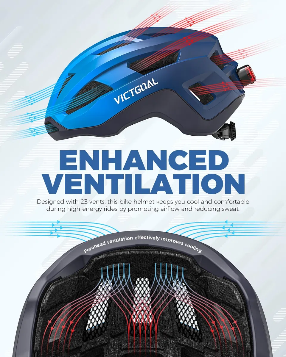 VICTGOAL Casco da bici da corsa uomo donna leggero casco da bicicletta uomo bici da corsa con fanale posteriore magnetico regolabile traspirante casco per adulti ciclismo