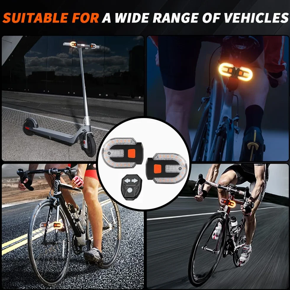 Indicatore di direzione per bicicletta, 5 modalità di illuminazione Telecomando USB ricaricabile fanalini posteriori per bicicletta stroboscopiche impermeabili con allarme (Rosso e Giallo)