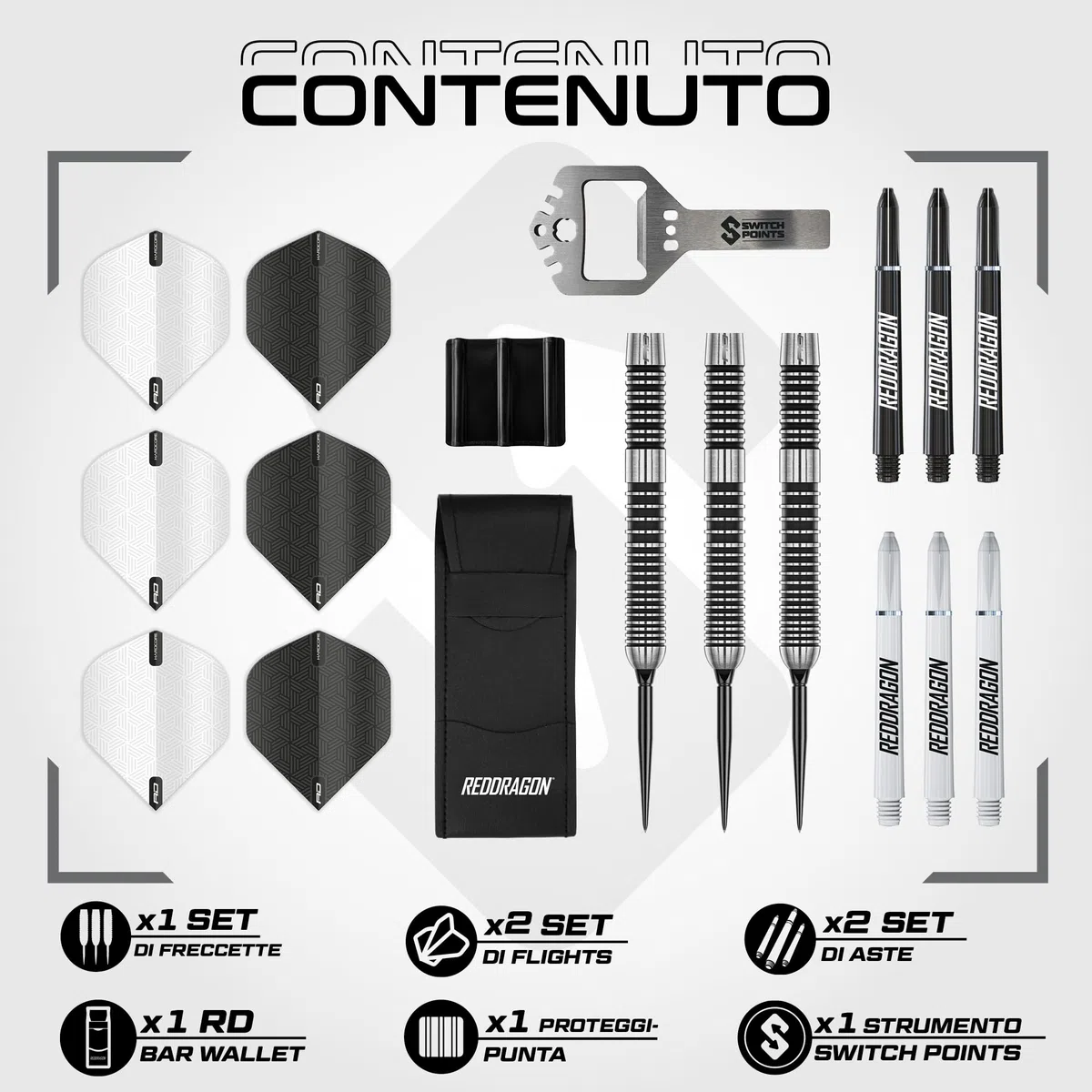 RED DRAGON Pegasus Switch Point – Powered by Winmau Darts | Punta in acciaio da 24 g | Set di freccette professionali all'80% in tungsteno | Esclusivo set di freccette Amazon con custodia