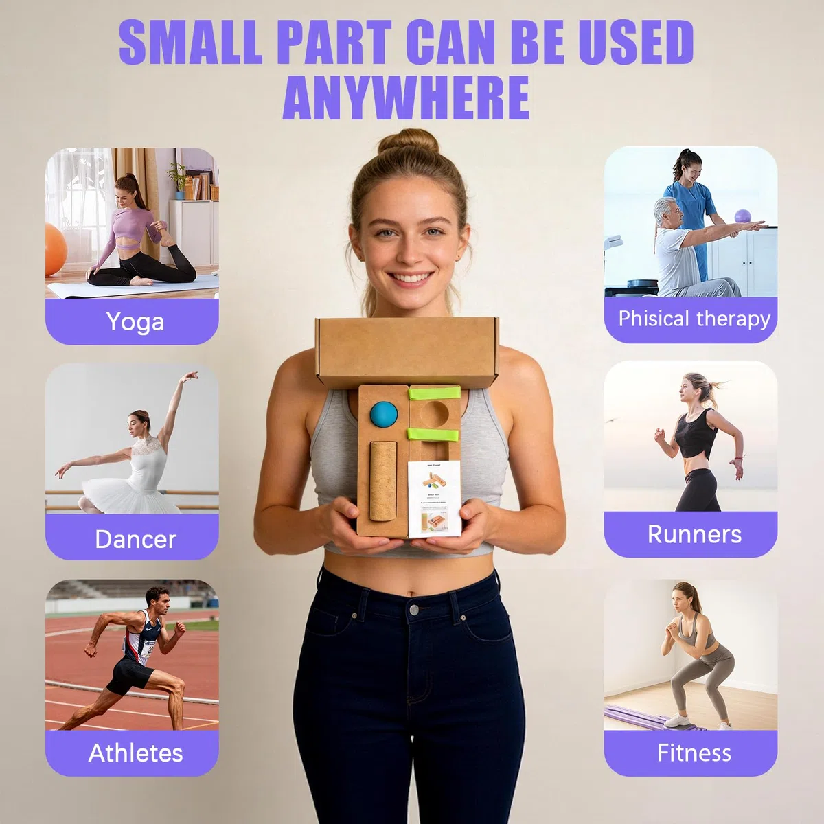 BRGD Sughero Piede Balance Board Set, Caviglie Rinforzo Tavola di Equilibrio con Blocchi, Rullo, Palla Fasciale e Fasce per Equilibrio, Stabilità e Forza del Piede