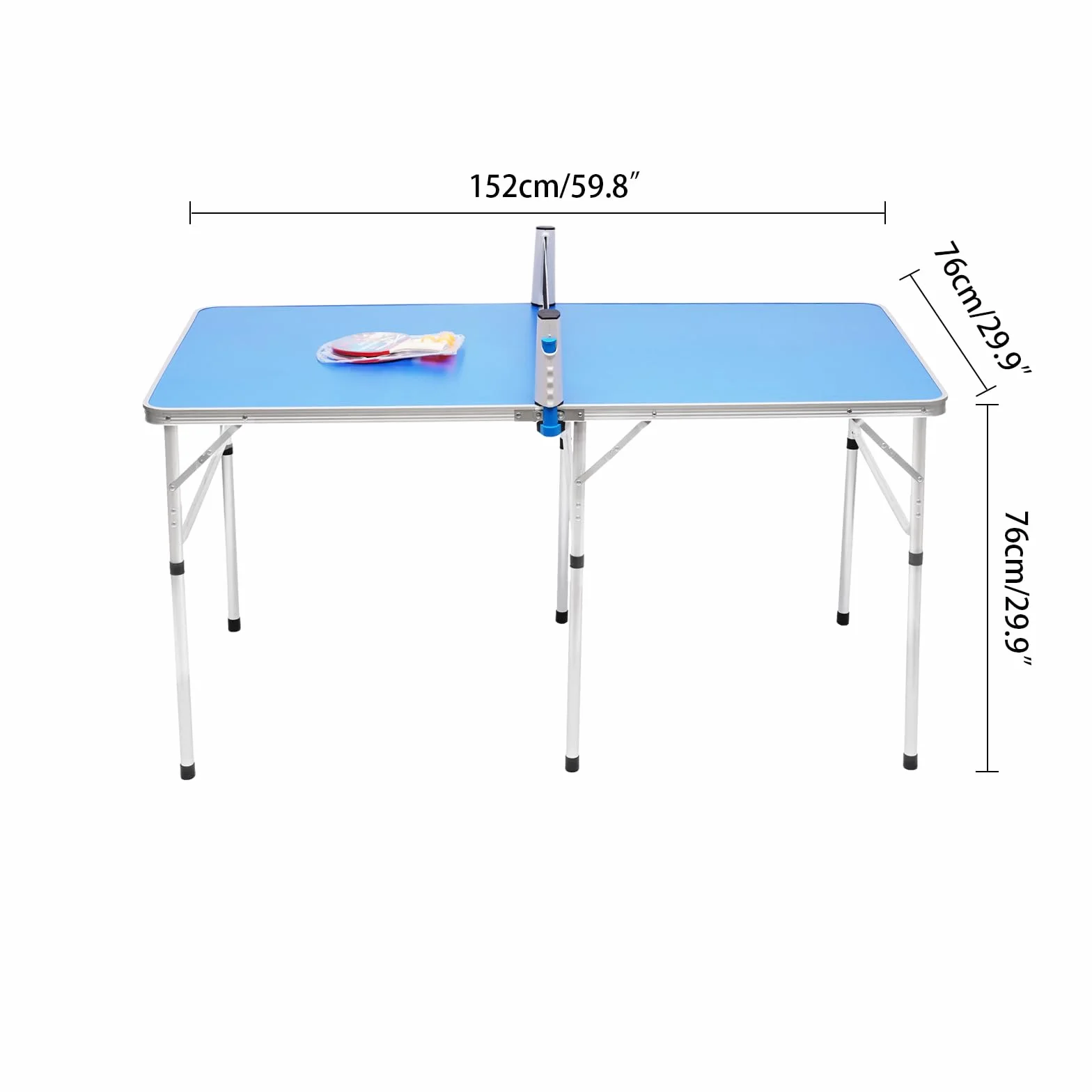 Set da mini tavolo da ping pong pieghevole per interni con rete, 2 racchette e 3 palline – Durevole e stabile – Gioco per interni ed esterni per casa e viaggi (152 x 76 x 76 cm)